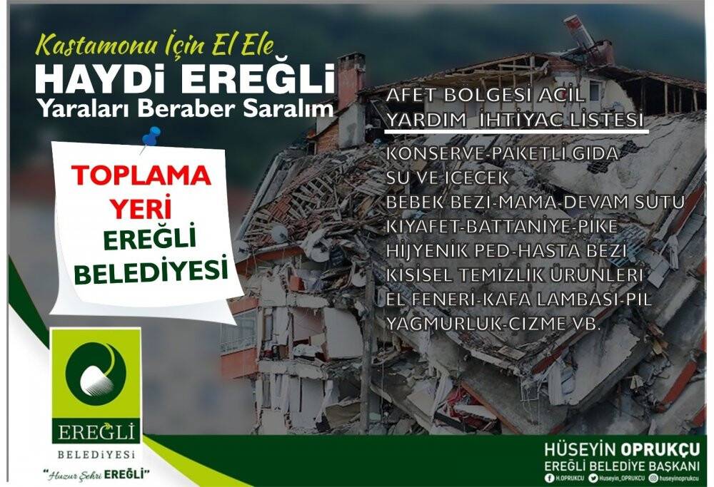 Ereğli Belediyesinden sel bölgesine yardım kampanyası