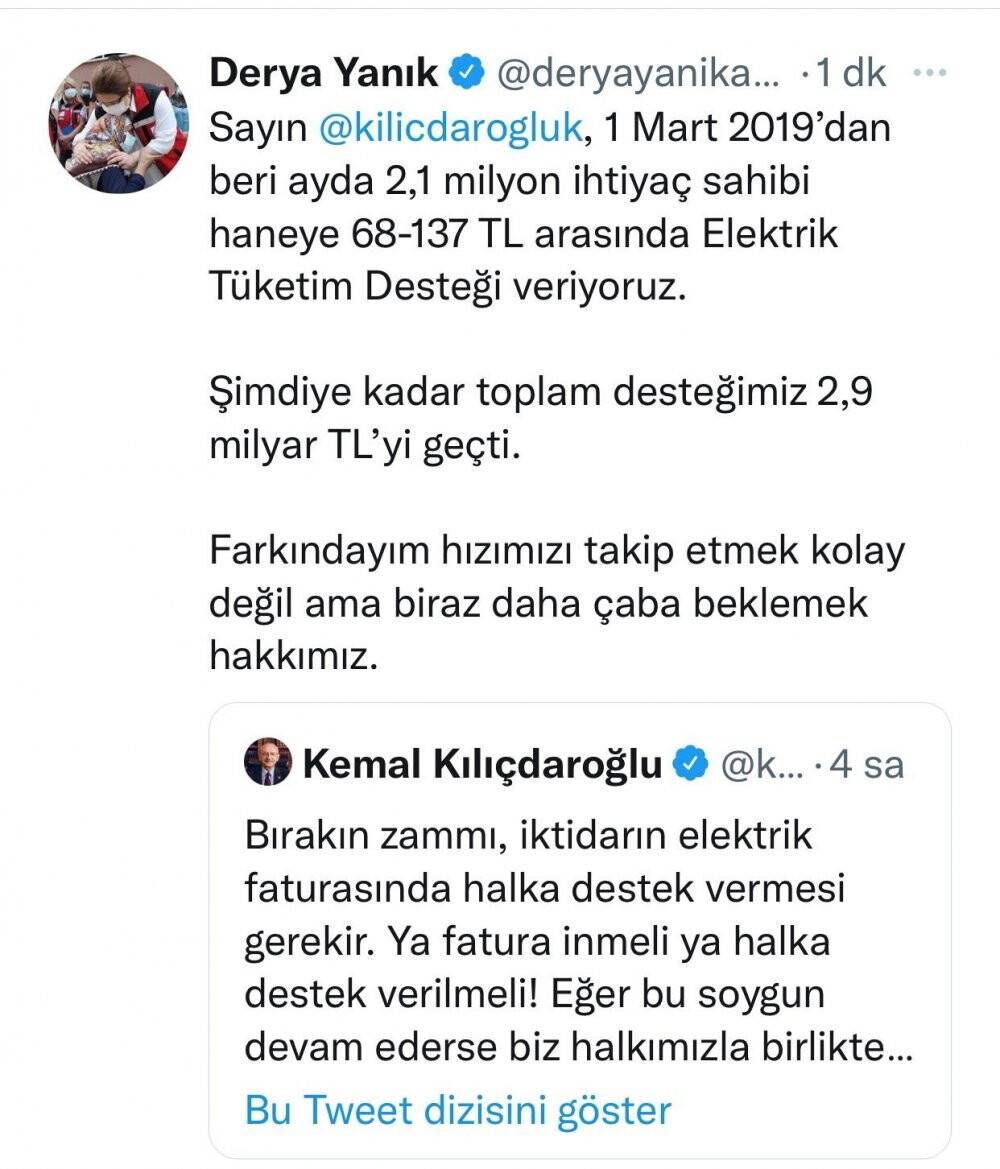 Bakan Yanık: 2,1 milyon haneye verilen ‘Elektrik Tüketim Desteği’ 2,9 milyar TL’yi geçti