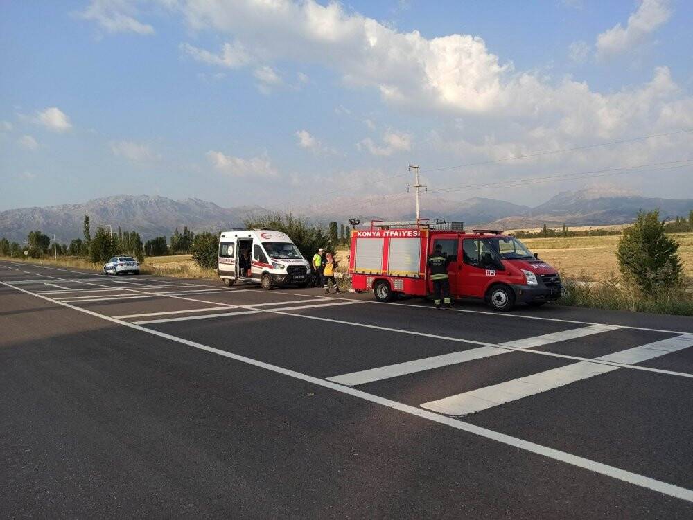 Konya'da kontrolden çıkan araç şarampole devrildi!