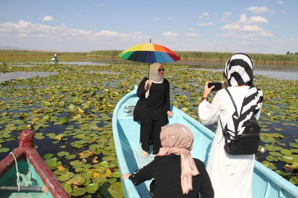 Beyşehir Gölü Milli Parkı’ndaki nilüfer bahçesine yoğun ilgi