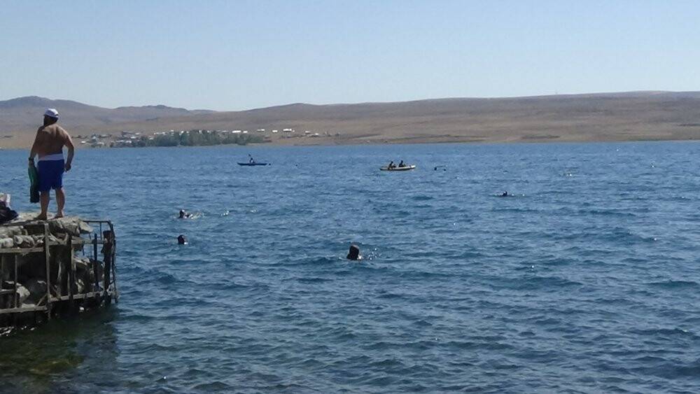 Van Gölü için 2 kilometre yüzdüler