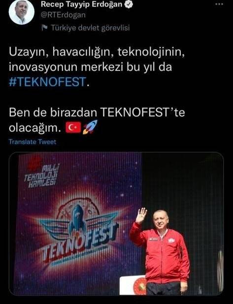 Cumhurbaşkanı Erdoğan’dan TEKNOFEST paylaşımı