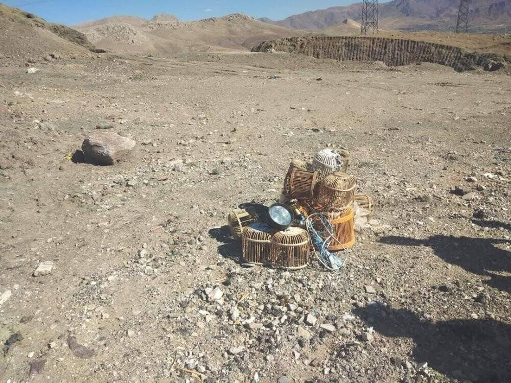 Kaçak avcıların kafesleri yakılarak imha edildi