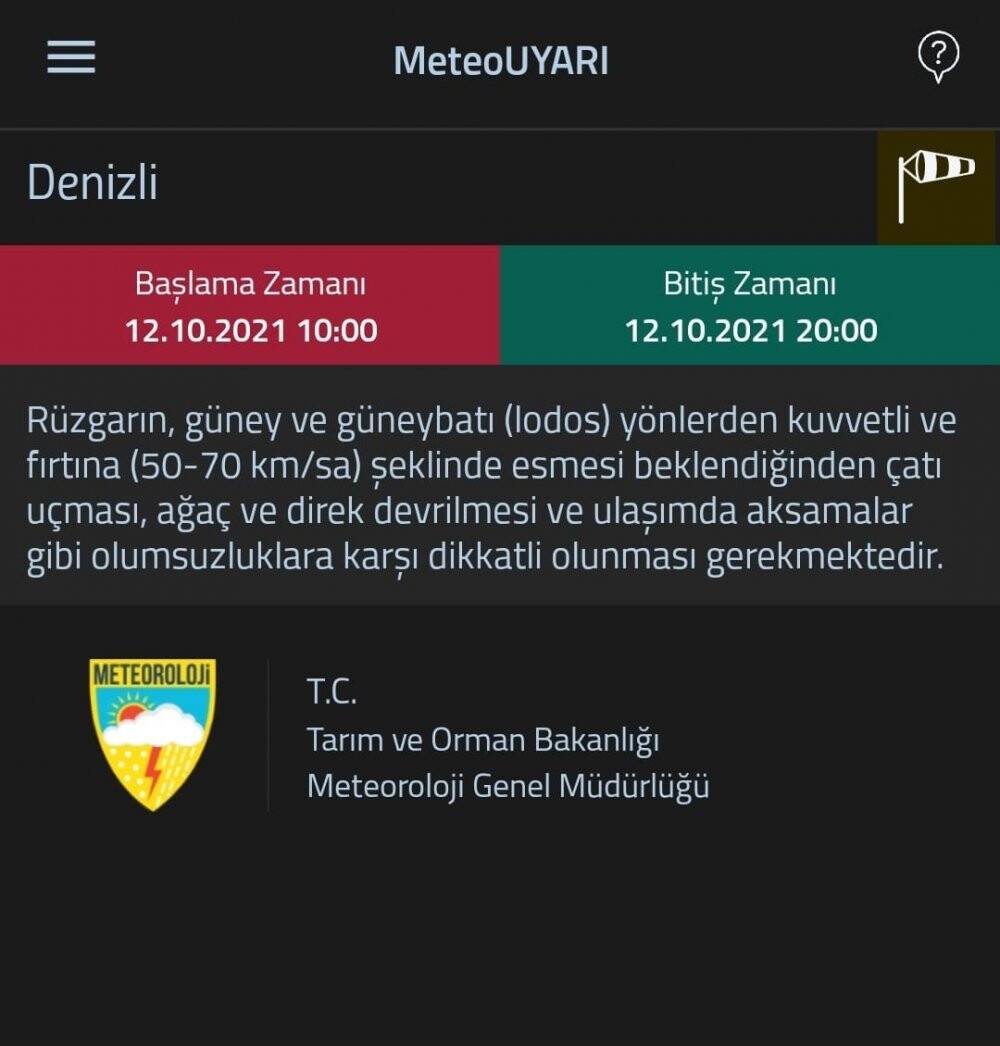 Denizli’de kuvvetli yağış bekleniyor