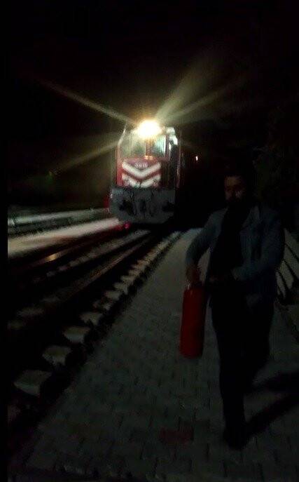 Tokat’ta yük treninin lokomotifinde yangın