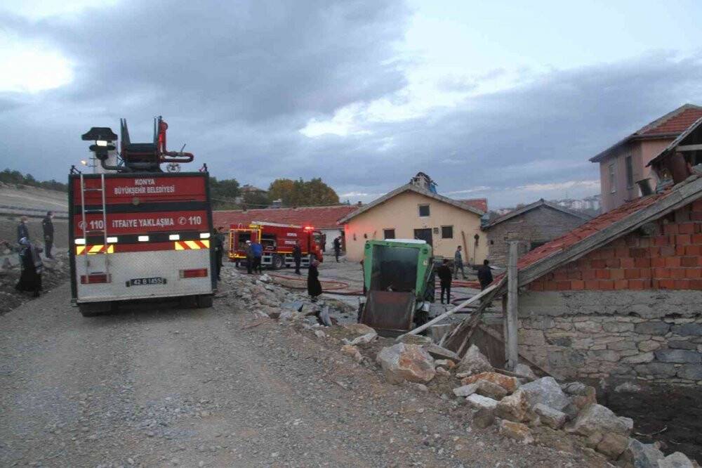 Konya’da besihanedeki samanlıkta korkutan yangın