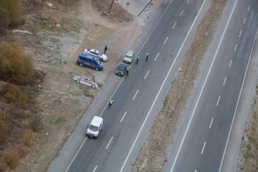 Konya'da helikopter destekli trafik denetimi