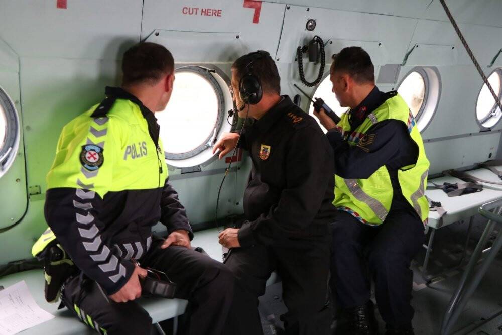 Konya'da helikopter destekli trafik denetimi