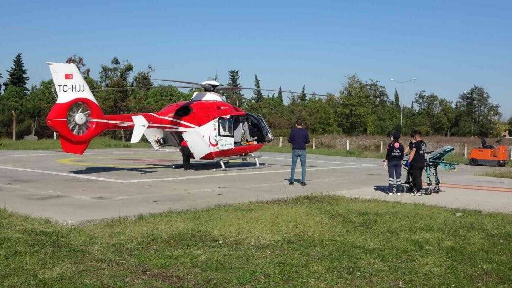 Acil anjiyo olması gereken hasta ambulans helikopterle hastaneye yetiştirildi