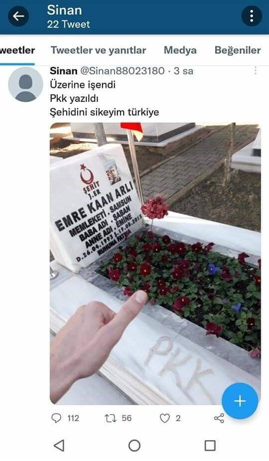 Şehit mezarına çirkin saldırı