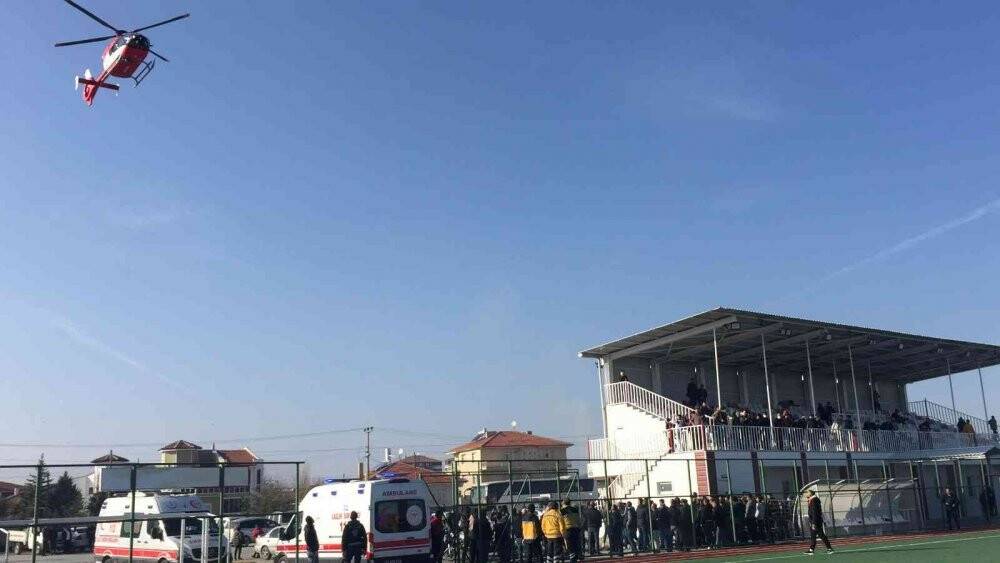 Konya’da devre arasında helikopter ambulans sahaya indi