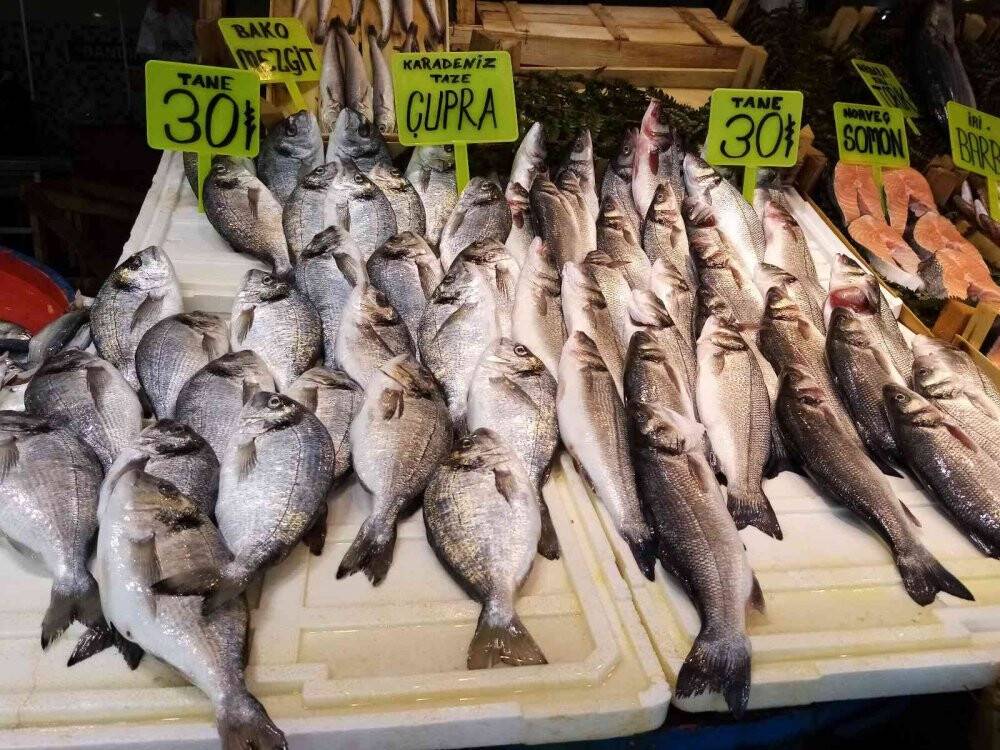 Balık tezgahlarında çupra ve çinekop bolluğu