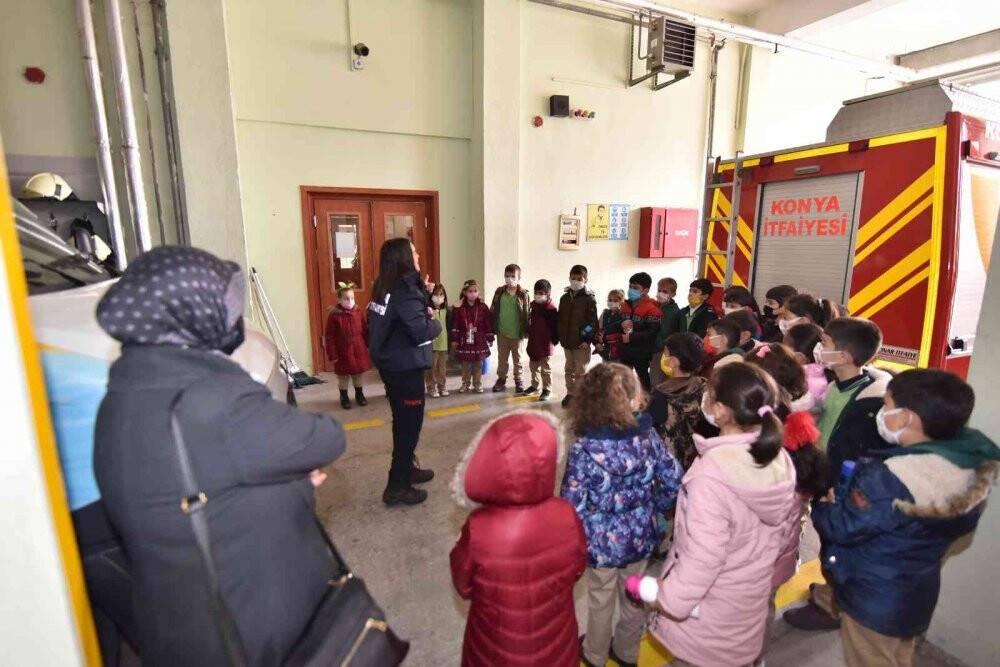 Konya’da minik öğrenciler yangın konusunda bilinçleniyor