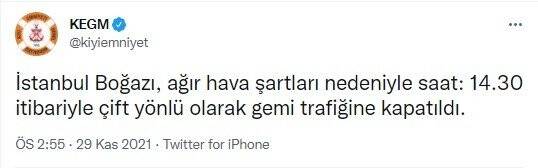 İstanbul Boğazı çift yönlü olarak trafiğe kapatıldı