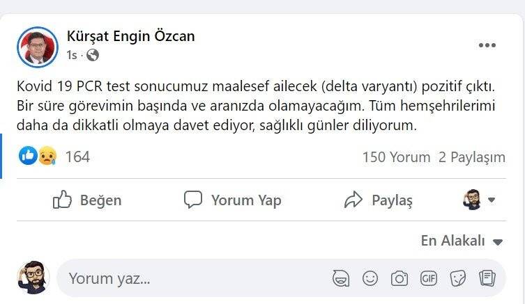Nazilli Belediye Başkanı Özcan Korona virüse yakalandı