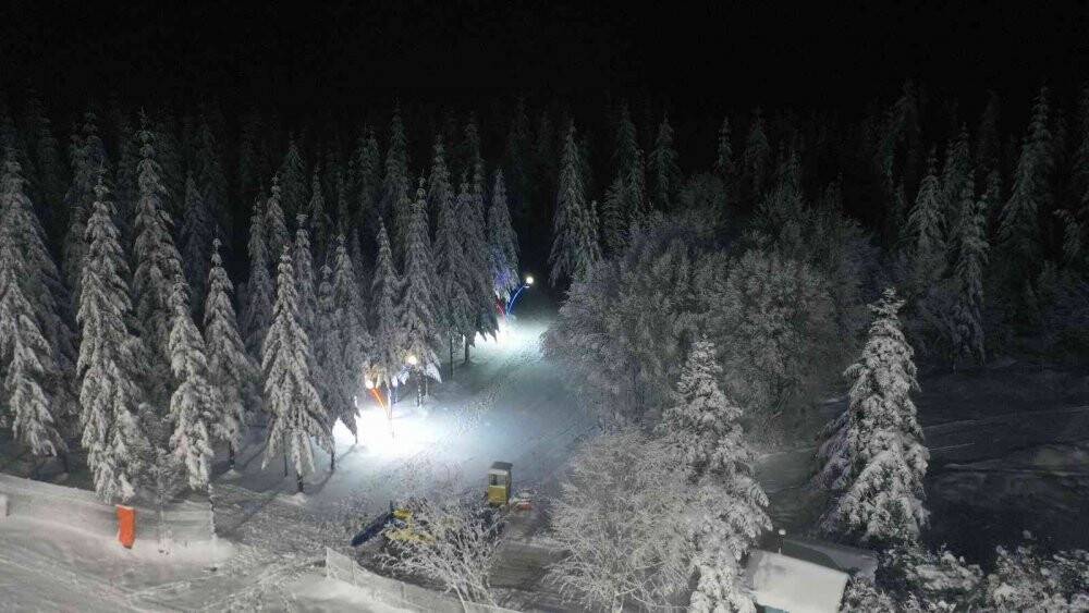 Kartepe’nin karlı akşam manzarası mest etti