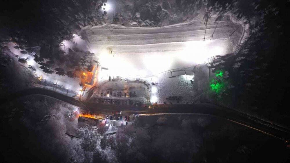 Kartepe’nin karlı akşam manzarası mest etti