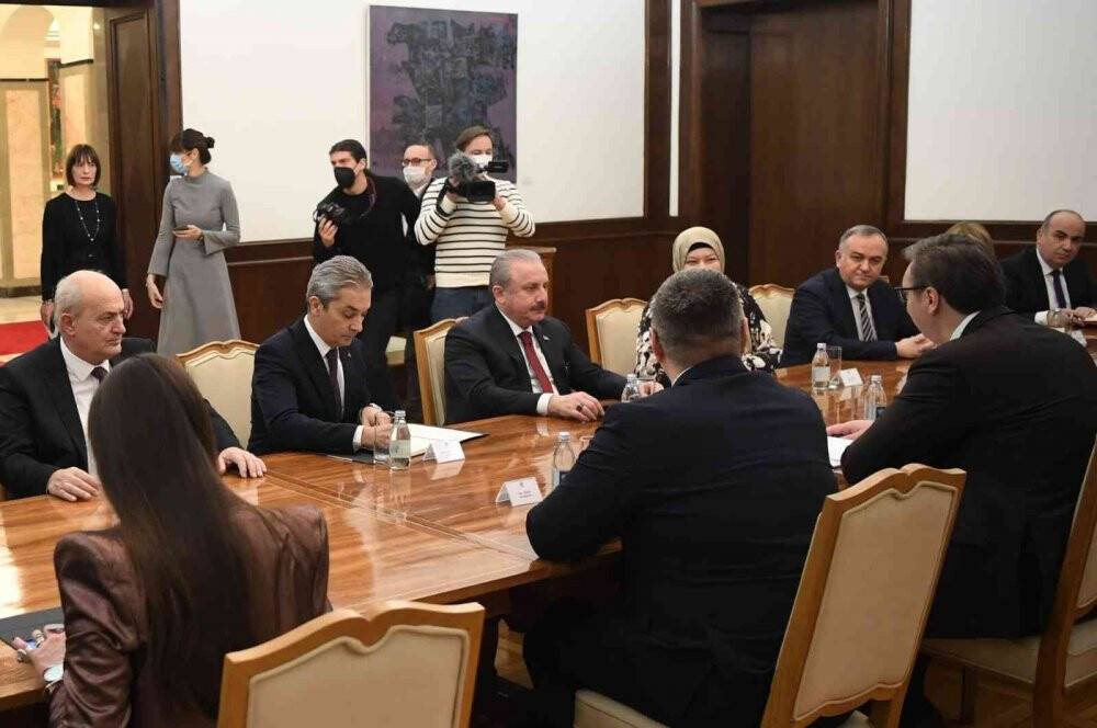 TBMM Başkanı Şentop, Sırbistan Cumhurbaşkanı Vuçiç ile görüştü