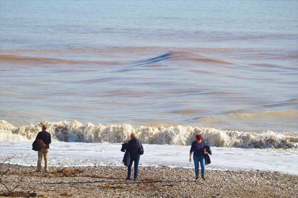 Dünyaca ünlü sahildeki çamur kirliliği havadan görüntülendi