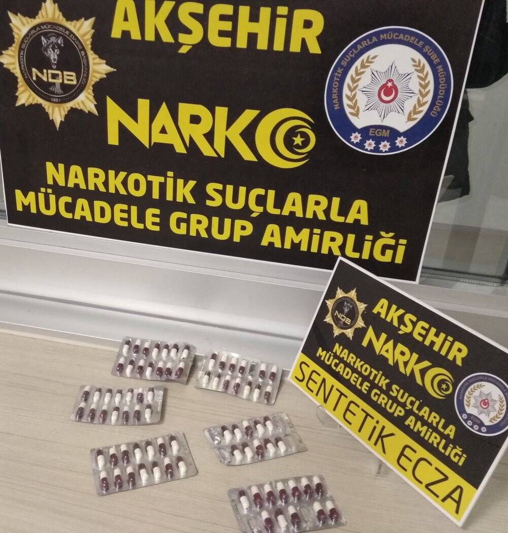 Akşehir’de 77 adet uyuşturucu hap ele geçirildi
