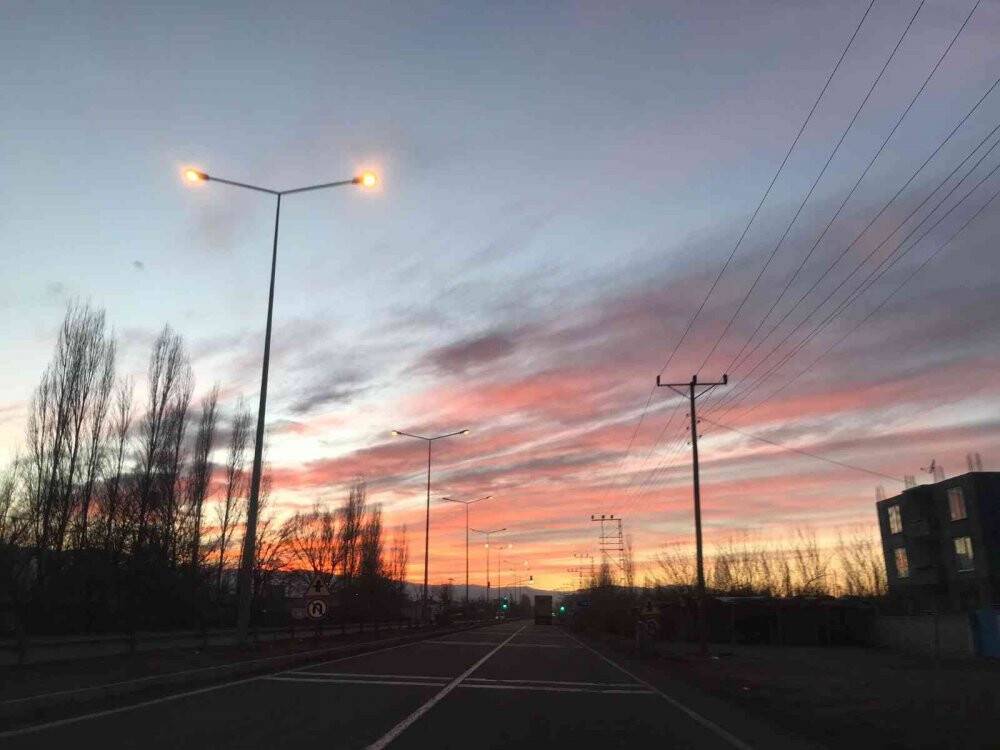 Iğdır’da güneşin batışı ile gelen görsel şölen