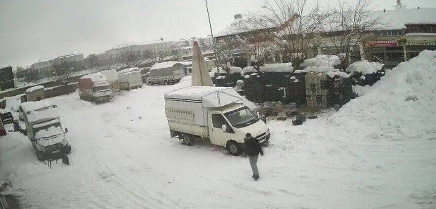 Bingöl’de saniyelerle kar kütlesinden kurtuluş güvelik kamerasına yansıdı