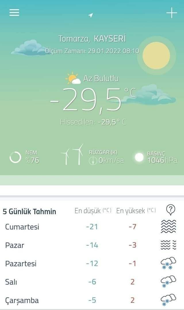 Kayseri buz tuttu