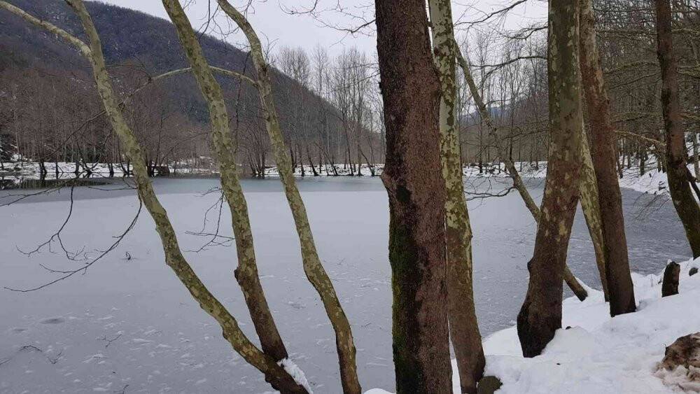 Teşvikiye Göleti dondu
