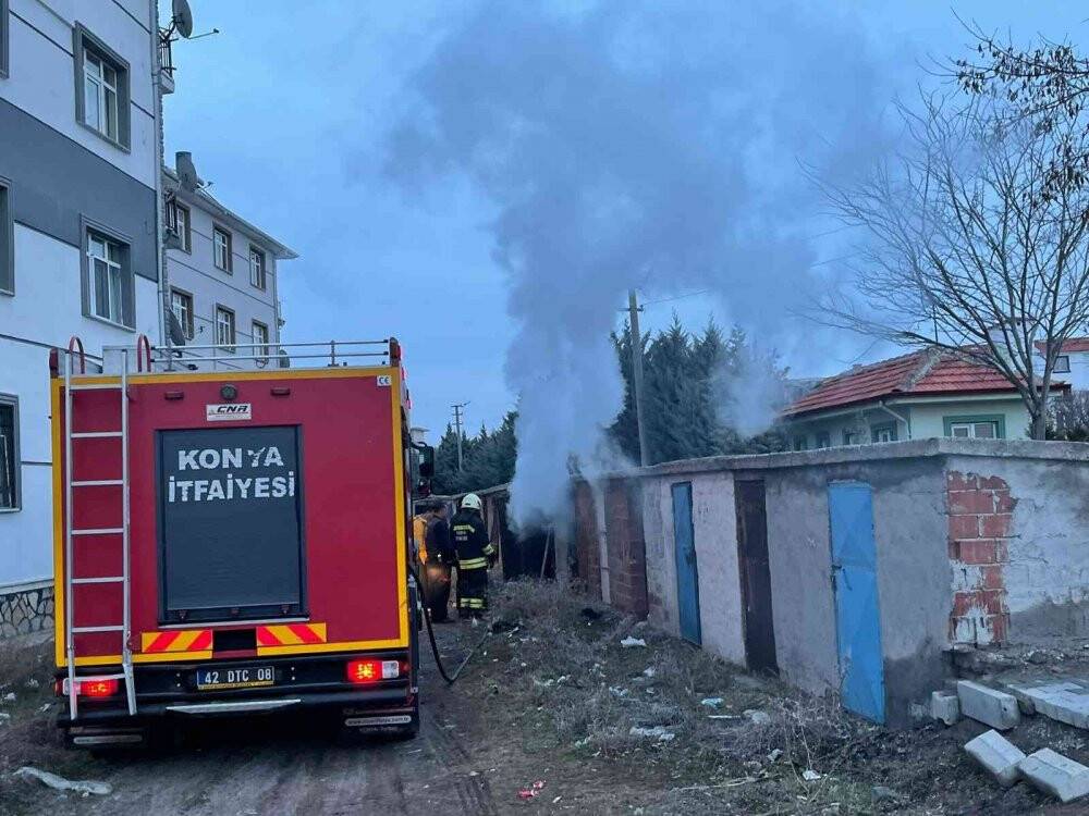 Konya’da kömürlük yangını