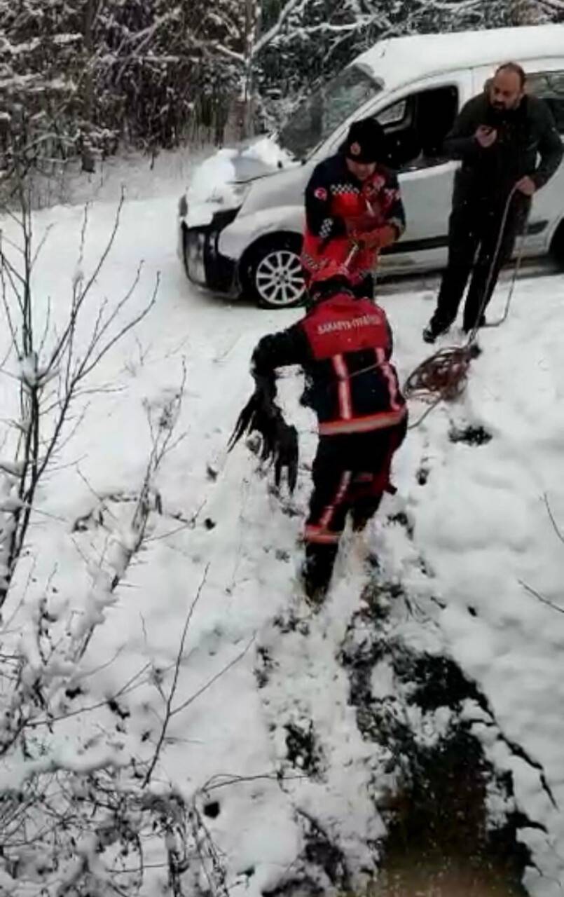 İtfaiye erleri derede mahsur kalan baykuş için seferber oldu