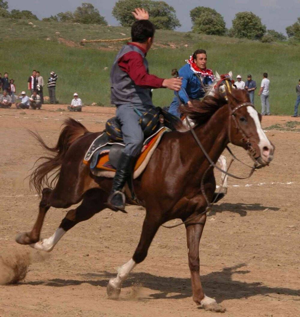 Atlar çarpışında ciritçi genç ağır yaralandı