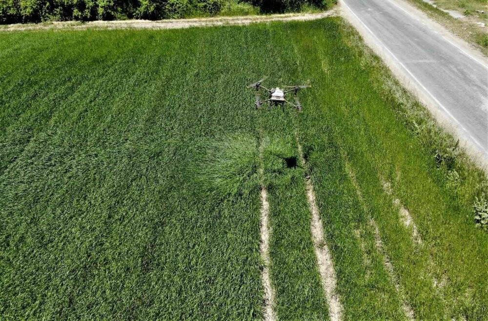 Köylüler dron aldı tarlasını ilaçlatmak isteyen sıraya giriyor