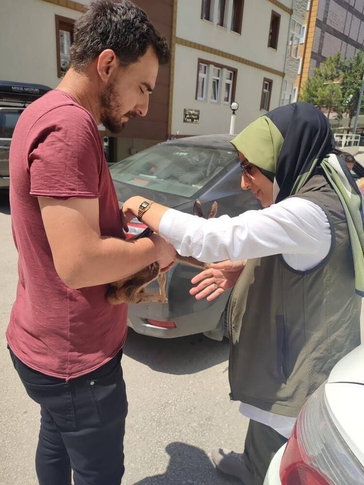 Biberonla besleyip, yetkililere teslim etti