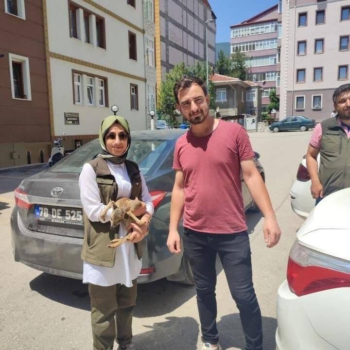 Biberonla besleyip, yetkililere teslim etti