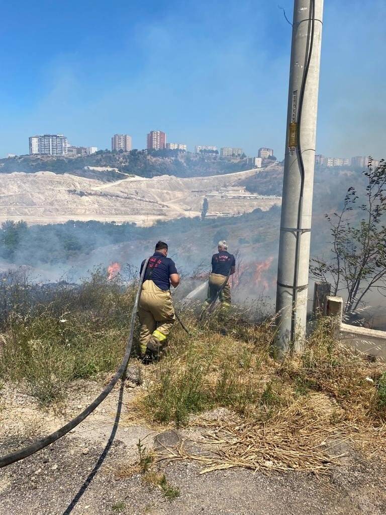 Bandırma’da çıkan yangında 4 dönüm arazi küle döndü