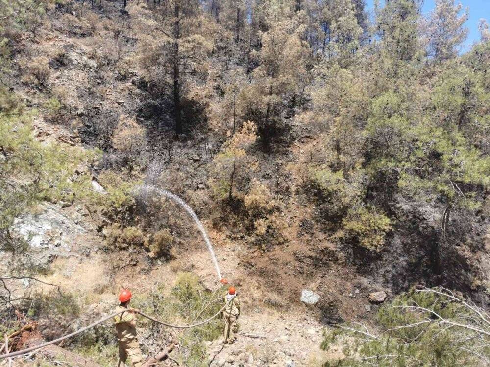 Marmaris’te yanan alanların soğutma çalışmaları devam ediyor