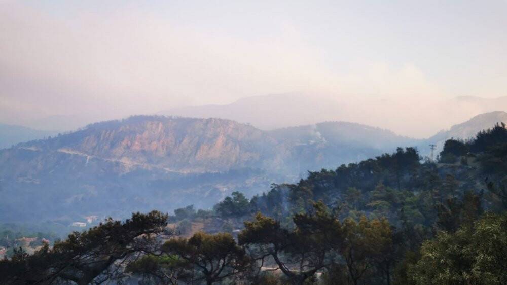 Datça’da günün ilk ışıkları ile birlikte orman yangınına havadan müdahale yeniden başladı