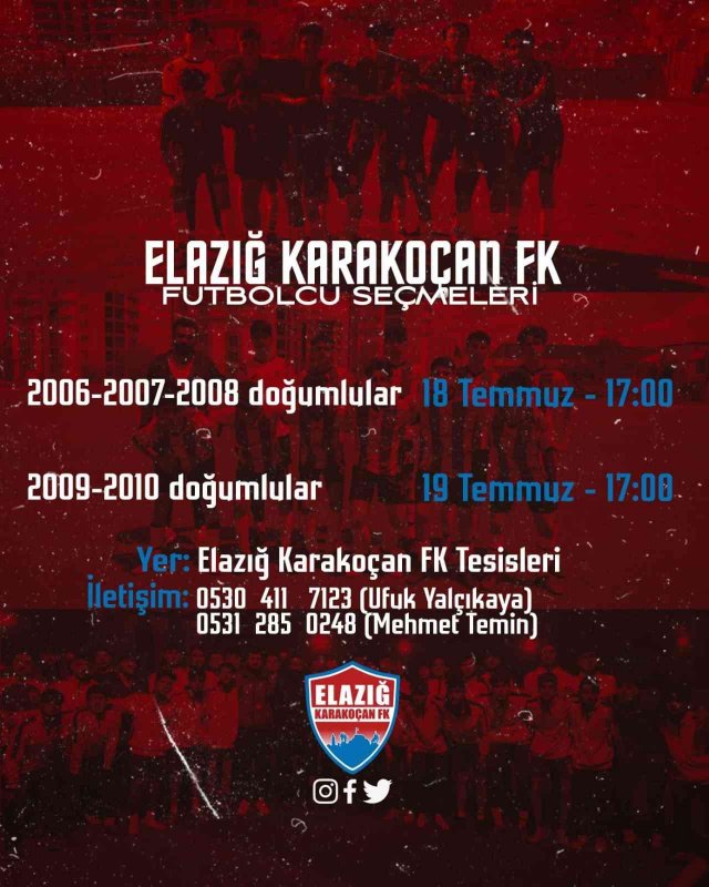 Elazığ Karakoçan FK futbolcu seçmeleri yapacak