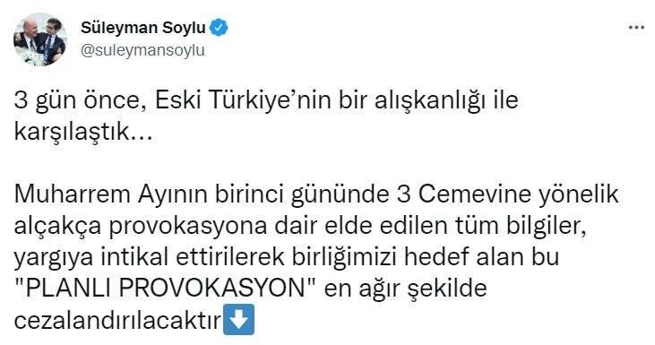 Bakan Soylu'dan 3 cemevine yönelik provokasyonla ilgili açıklama