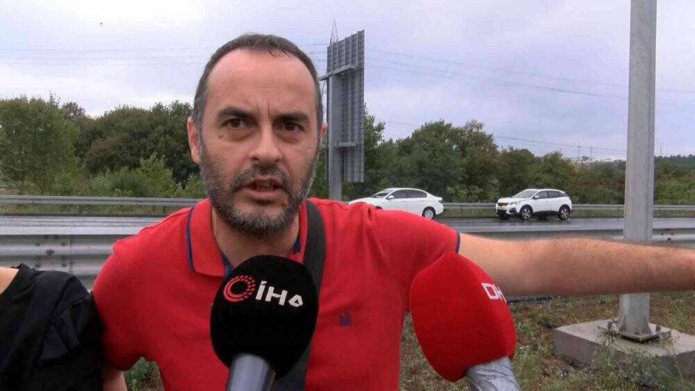 Kuzey Marmara Otoyolu’nda ıslak zeminde kontrolden çıkan araç takla attı