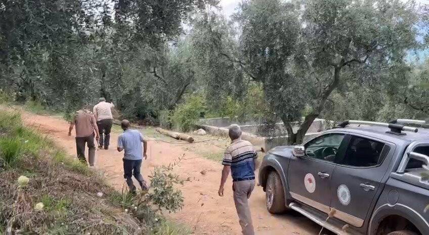 Sulama kanalına düşen ayı, 5 saatlik çalışmayla kurtarıldı