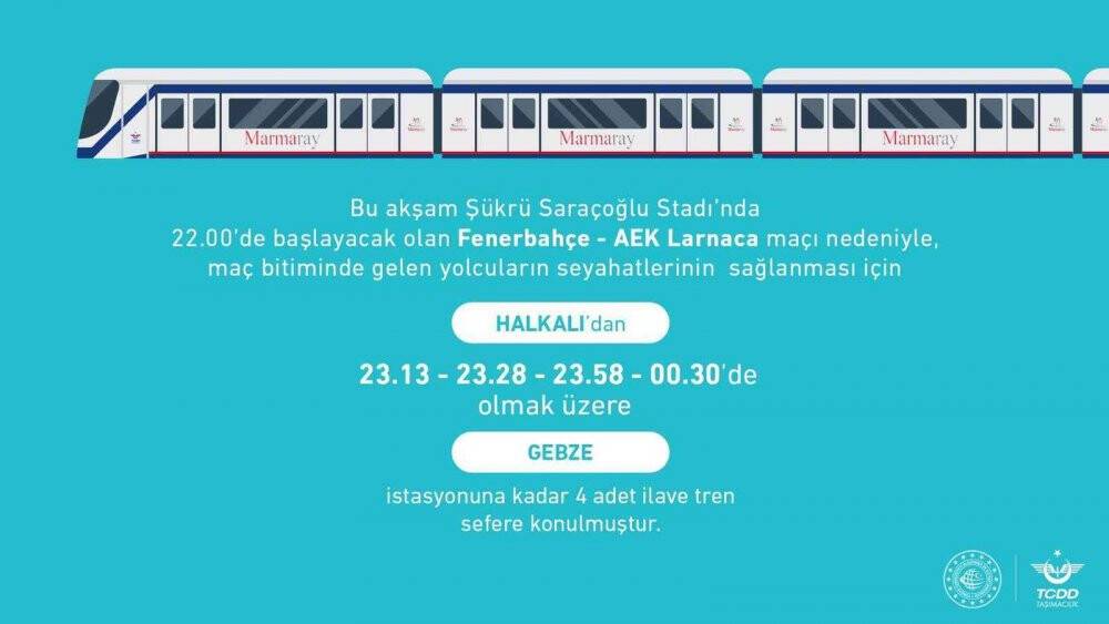 UEFA Avrupa maçı için Marmaray’dan ek sefer