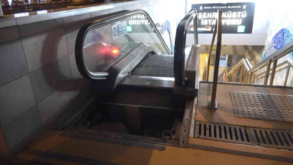 Yürüyen merdivenin kapağını çaldılar, tehlike saçtılar