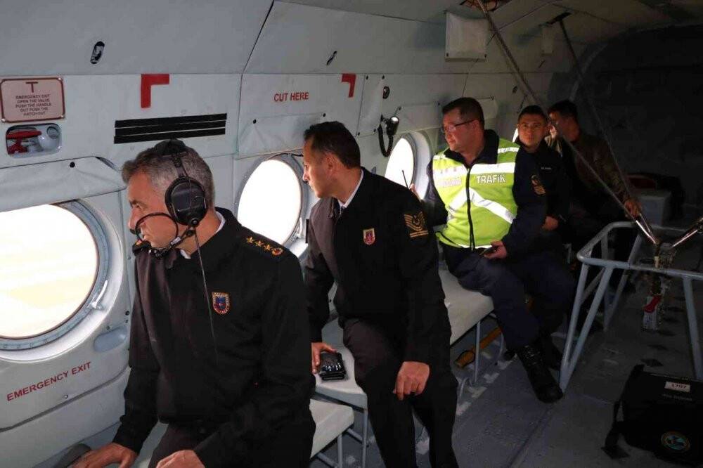 Konya'da jandarmadan helikopter destekli trafik denetimi