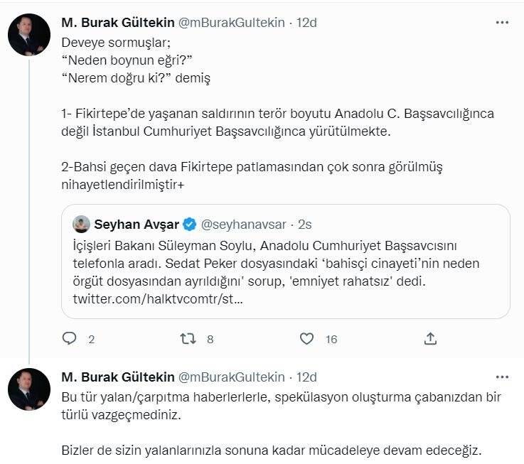 İçişleri Bakan Müşaviri Gültekin’den Avşar’ın iddialarına yanıt: “Yalanlarınızla sonuna kadar mücadeleye devam edeceğiz”