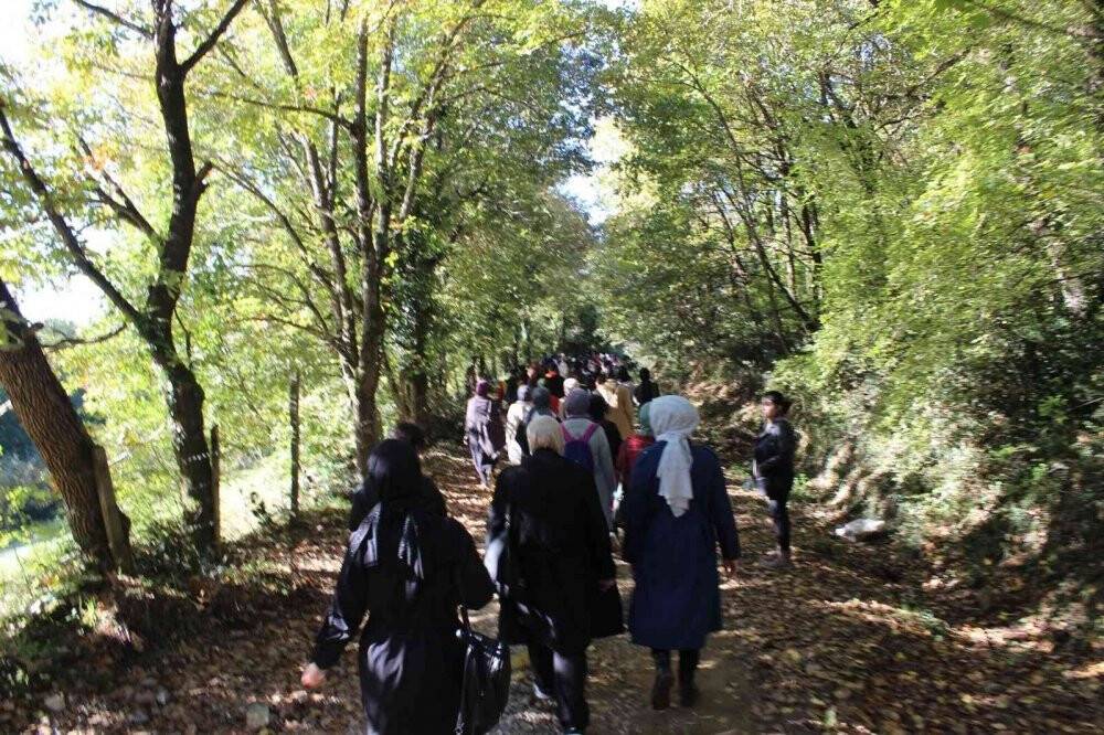 Düzce’de sonbaharın tadını ormanda yürüyerek çıkarttılar