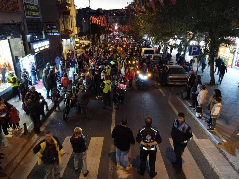 Tekirdağ’da fener alayı drone ile havadan görüntülendi