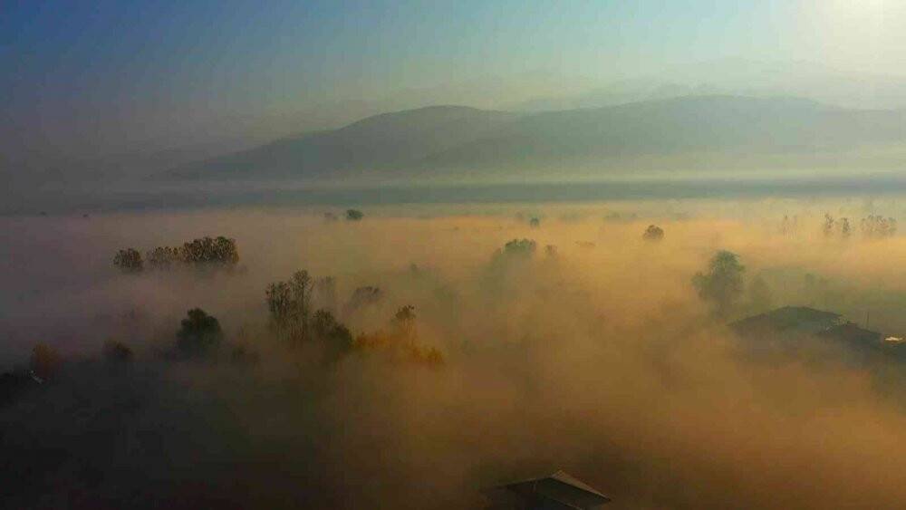 Sis bulutlarının güneş ile buluşması görsel şölen oluşturdu