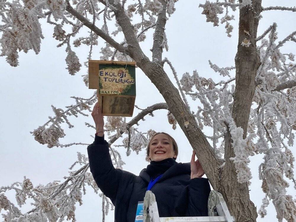 Çankırı'da üniversite öğrencileri kampüsü kuş evleriyle donattı