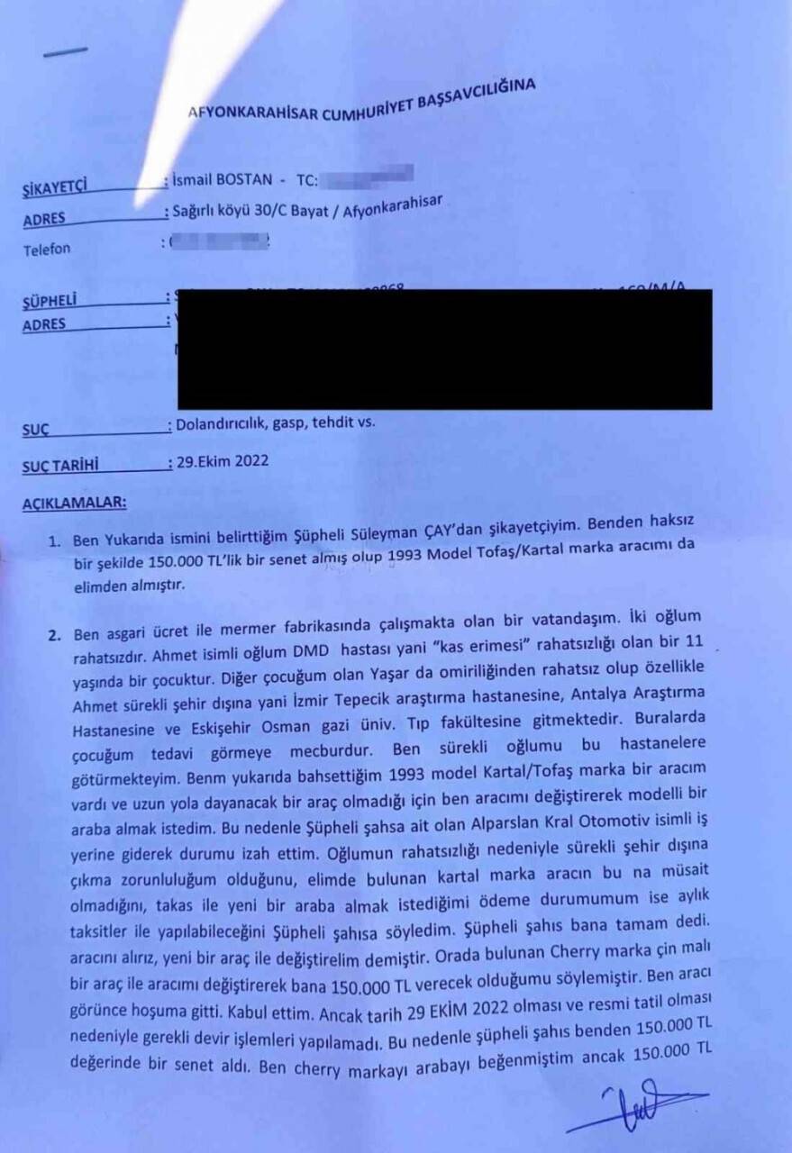 Kas hastası oğlu için yeni otomobil almak istedi, hayatı alt üst oldu